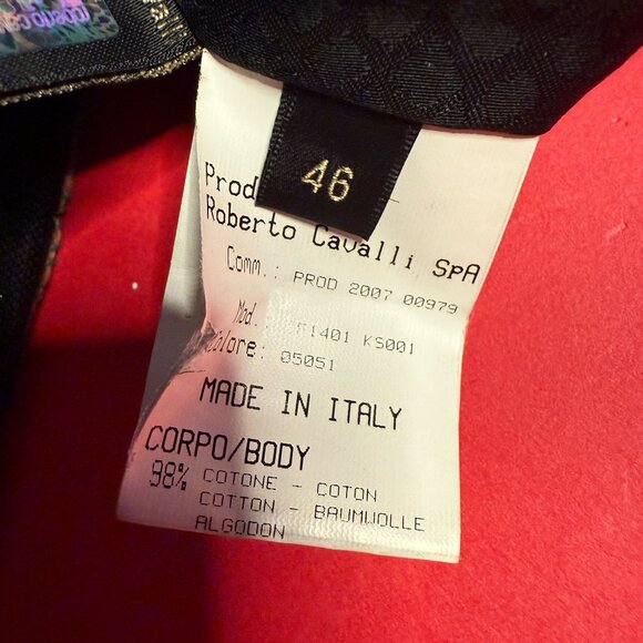 Roberto Cavalli Embroidered Cotton Jacket – Black, Y2K Style, Women’s M - Picture 7 of 11